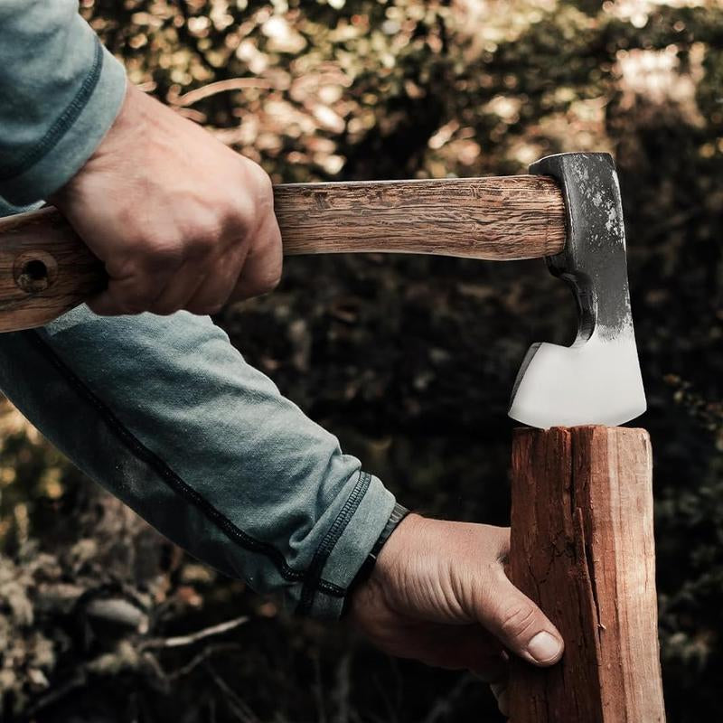 Dream Reach 14.5"" Gardening Hatchet with Sheath, Bushcraft Gardening Axe with Carbonized Handle, Hand Forged Gardening Carving Axe, Splitting Gardening Hatchet for Chopping Wood, Gardening Use, Black