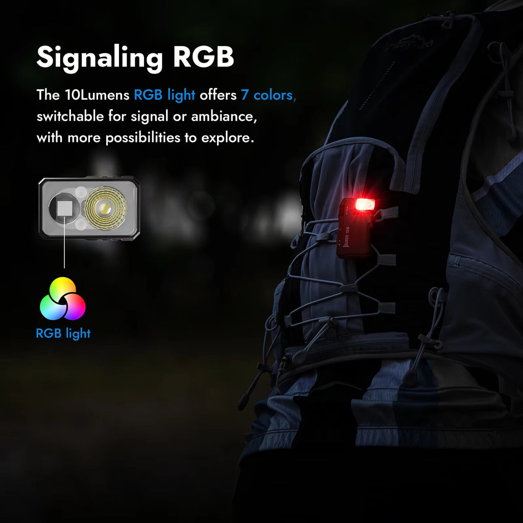 Illuminate Your Adventures with the G5 EDC 400 Lumen RGB Dual-Light Flashlight – Rechargeable, Hands-Free Keychain for Camping, Car Repairs, and Home Use
