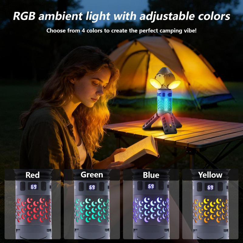 SKYFIRE Portable Camping Light, Telescopic Camping Lantern (With Rechargeable Power Supply), High Lumen Dimmable Magnetic Tent Lamp — Outdoor Work Light for Hiking, Camping, Home Emergencies