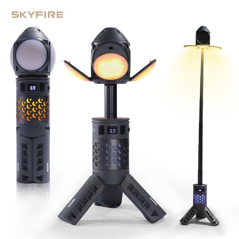 SKYFIRE Portable Camping Light, Telescopic Camping Lantern (With Rechargeable Power Supply), High Lumen Dimmable Magnetic Tent Lamp — Outdoor Work Light for Hiking, Camping, Home Emergencies